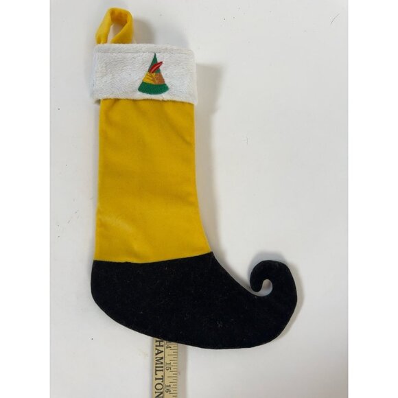 Yellow Elf-Themed Christmas Stocking With Embroidered Hat & Red Feather - Picture 3 of 12